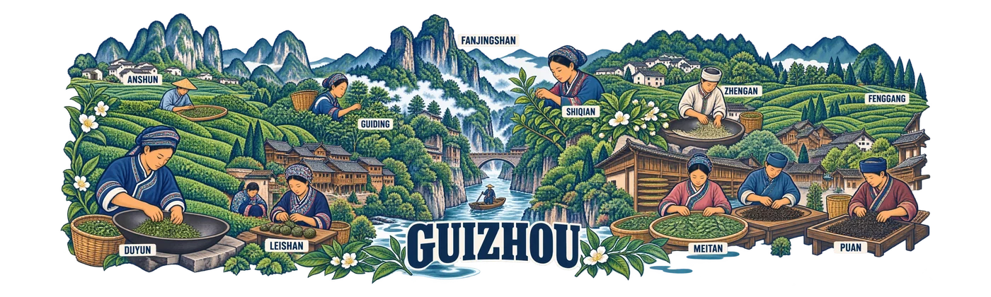Guizhou — Mountain tea around the river opening