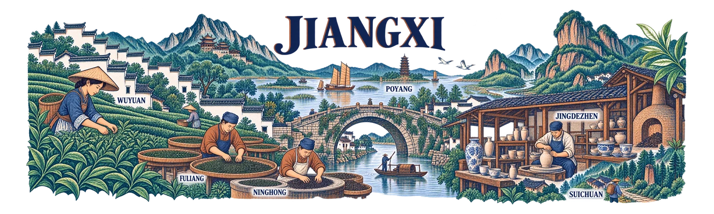 Jiangxi — Tea courtyard and pottery kiln