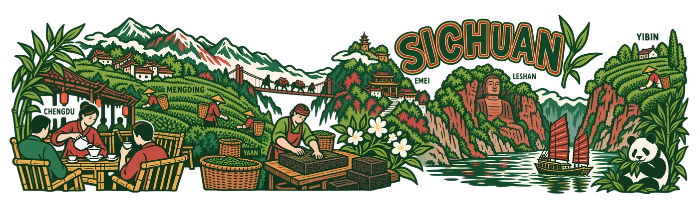 Sichuan — Gaiwan and a large river sail
