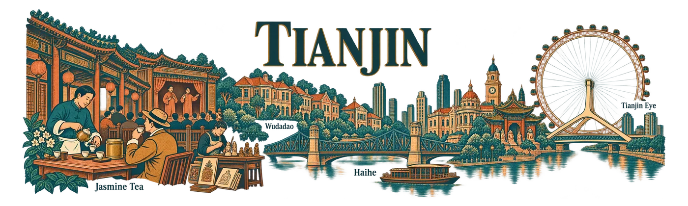 Tianjin — River arcades and tea